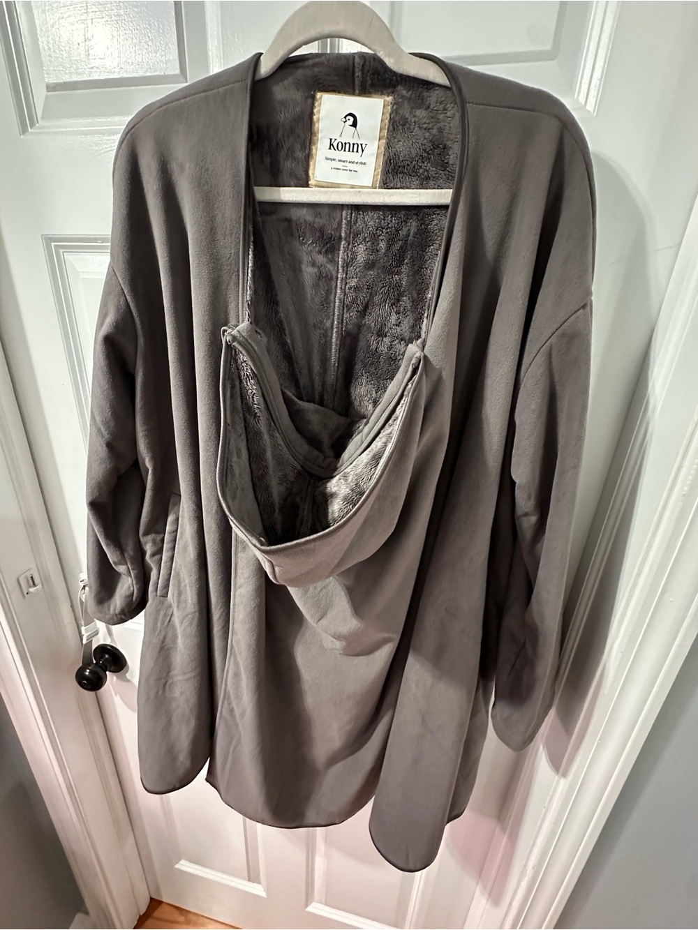 Konny Plush Lined Gray Open Cardigan